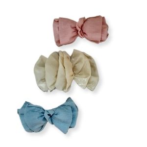 Vintage Hair Bow Set - Bone, Baby Pink, Baby Blue